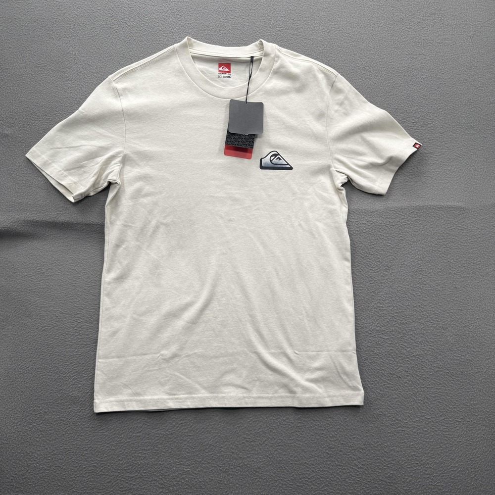 Quiksilver Shirt‎ Mens Small White Skull Surf Graphic Back Tee Tagless Beach